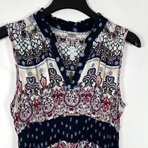 Bila Maxi‎ Dress Babydoll Medium Crochet Tiered Crinkle Floral Asymetrical Boho